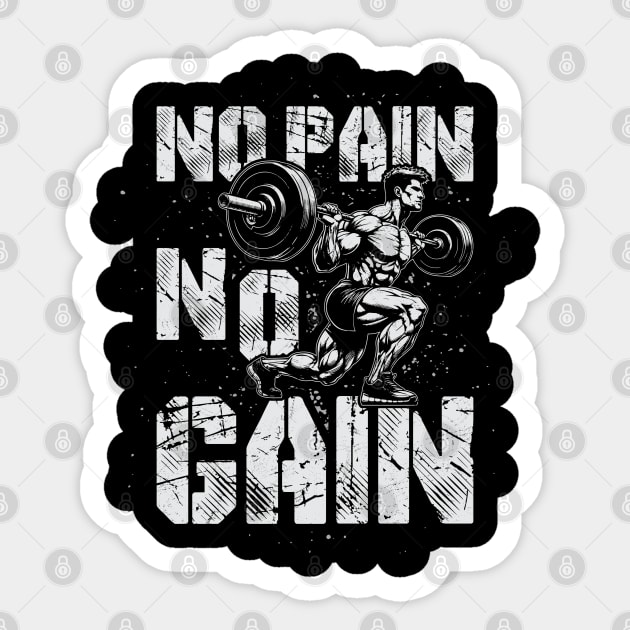 No Pain No Gain - Hardcore Gym Training Sticker by Otaku Vibes